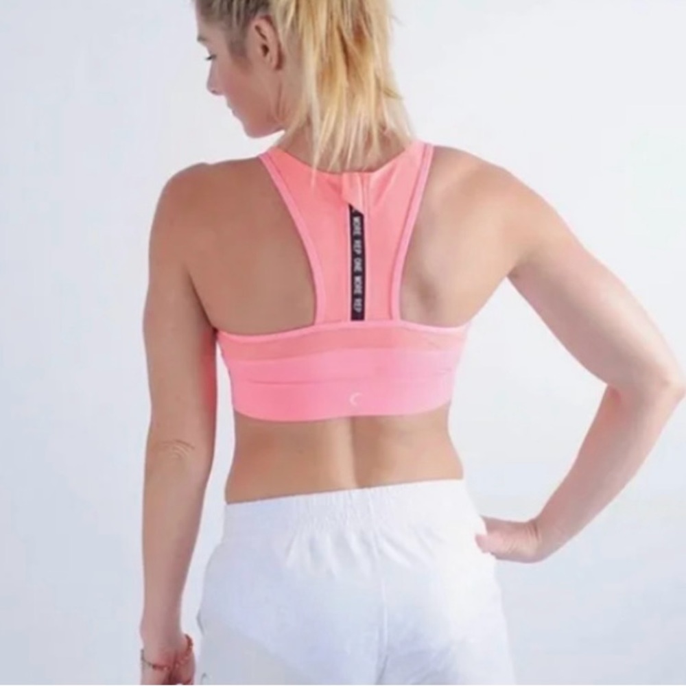 Zyia Hot Pink Coral High Neck Zip Back All-Star Women's Sports Bra Size Large - Picture 7 of 7